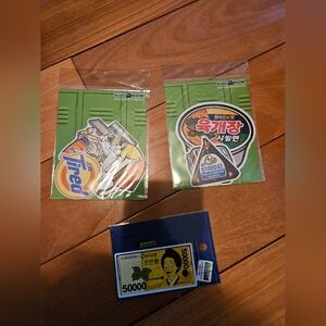 Assorted Korean Snack & Cartoon Sticker Pack - Green, Blue